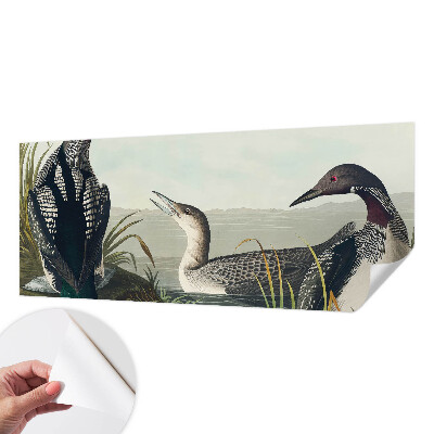 Fotomural decorativo para cabecero de cama con diseño de pájaros sobre el agua