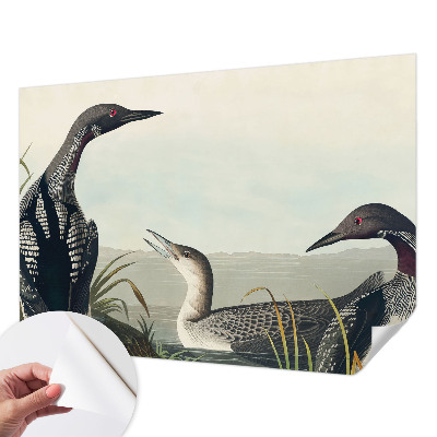 Fotomural decorativo para cabecero de cama con diseño de pájaros sobre el agua
