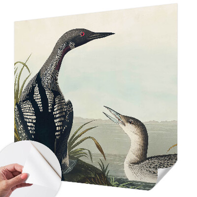 Fotomural decorativo para cabecero de cama con diseño de pájaros sobre el agua