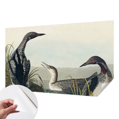 Fotomural decorativo para cabecero de cama con diseño de pájaros sobre el agua