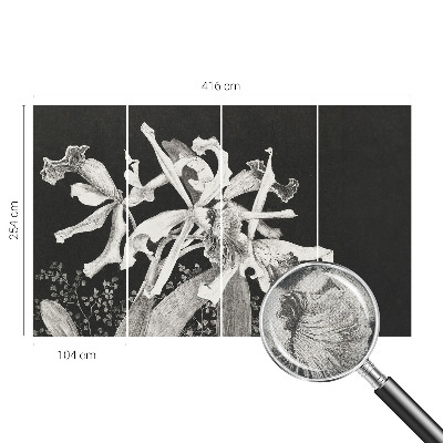 Papel mural con patrón decorativo con ilustración de orquídeas