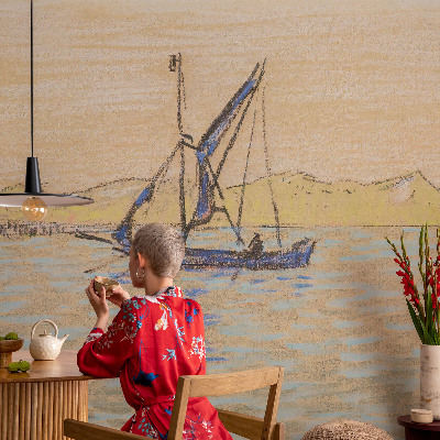 Papel mural con patrón decorativo Mar de paz