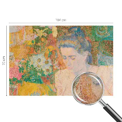 Papel mural texturado decorativo con motivo de retrato floral