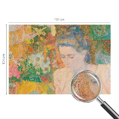 Papel mural texturado decorativo con motivo de retrato floral