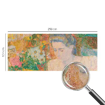 Papel mural texturado decorativo con motivo de retrato floral