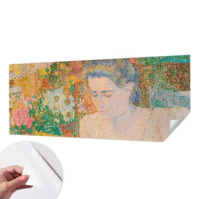 Papel mural texturado decorativo con motivo de retrato floral