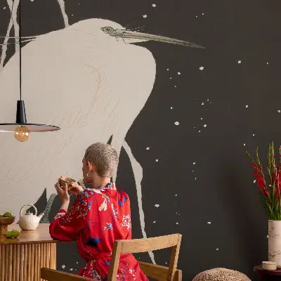 Mural de pared con estampado hermoso con diseño de ave de invierno