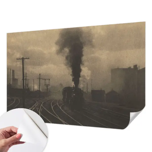 Papel mural con patrón decorativo con un motivo de paisaje industrial