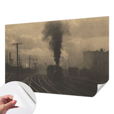 Papel mural con patrón decorativo con un motivo de paisaje industrial