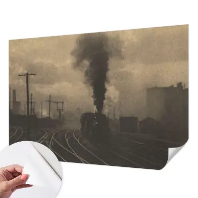 Papel mural con patrón decorativo con un motivo de paisaje industrial
