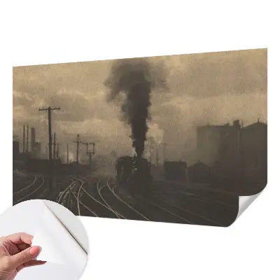 Papel mural con patrón decorativo con un motivo de paisaje industrial