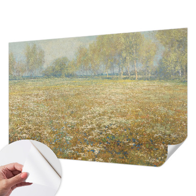 Fotomural decorativo para cabecero de cama con un motivo de campo en flor