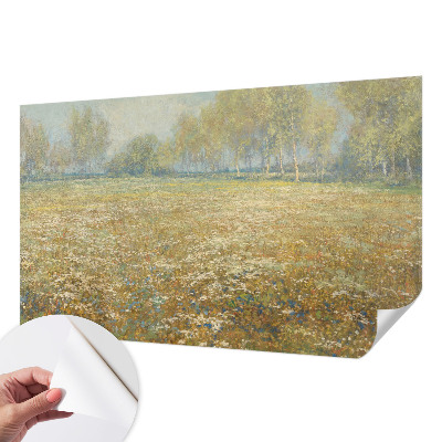 Fotomural decorativo para cabecero de cama con un motivo de campo en flor
