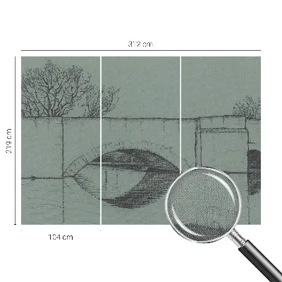 Fotomural decorativo para cabecero de cama con diseño de un puente de arco