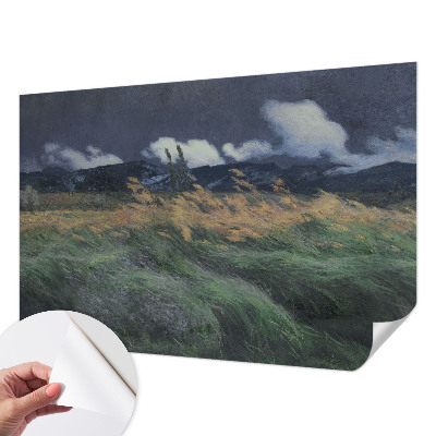 Papel mural con patrón decorativo con motivo de hierbas arrastradas por el viento
