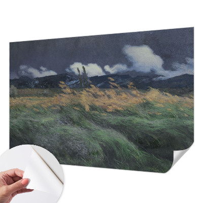 Papel mural con patrón decorativo con motivo de hierbas arrastradas por el viento