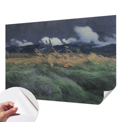 Papel mural con patrón decorativo con motivo de hierbas arrastradas por el viento