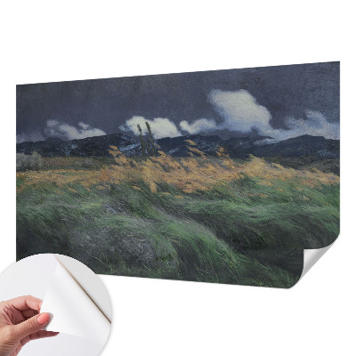 Papel mural con patrón decorativo con motivo de hierbas arrastradas por el viento