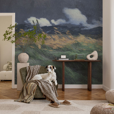 Papel mural con patrón decorativo Hierbas arrastradas por el viento