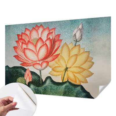 Papel mural con patrón decorativo con motivo de flores de loto