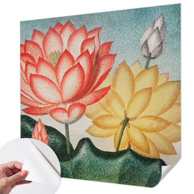 Papel mural con patrón decorativo con motivo de flores de loto