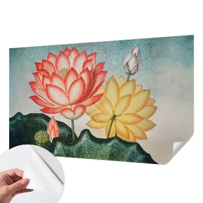 Papel mural con patrón decorativo con motivo de flores de loto