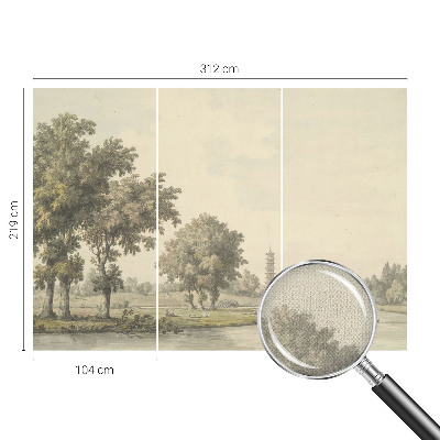 Fotomural decorativo para cabecero de cama con diseño de un parque tranquilo