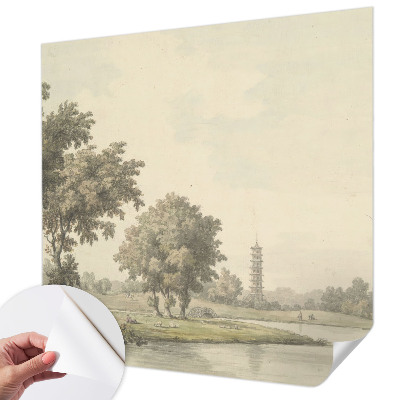 Fotomural decorativo para cabecero de cama con diseño de un parque tranquilo