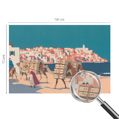 Fotomural decorativo para cabecero de cama caravana de camellos