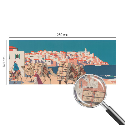 Fotomural decorativo para cabecero de cama con diseño de caravana de camellos