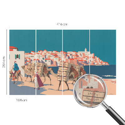 Fotomural decorativo para cabecero de cama caravana de camellos