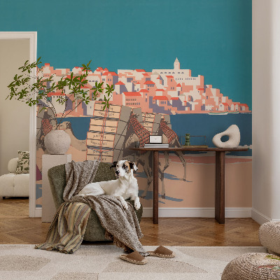 Fotomural decorativo para cabecero de cama caravana de camellos