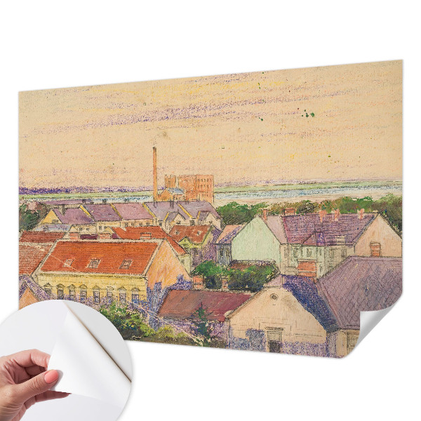 Papel mural con patrón decorativo techos urbanos