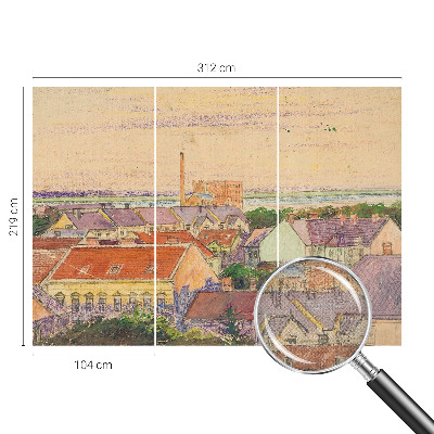 Papel mural con patrón decorativo techos urbanos