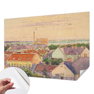 Papel mural con patrón decorativo techos urbanos