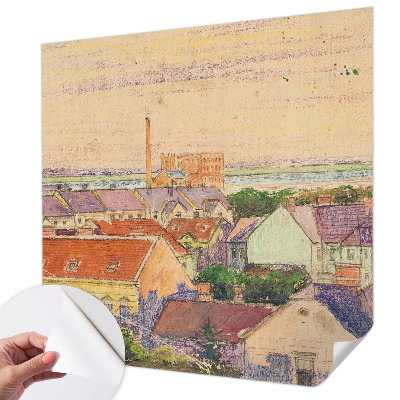 Papel mural con patrón decorativo techos urbanos