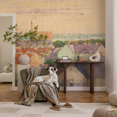 Papel mural con patrón decorativo techos urbanos