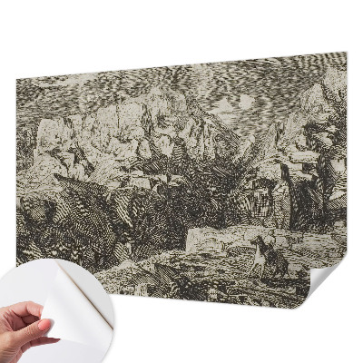 Papel mural texturado decorativo con motivo de paisaje de montaña