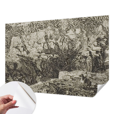 Papel mural texturado decorativo con motivo de paisaje de montaña