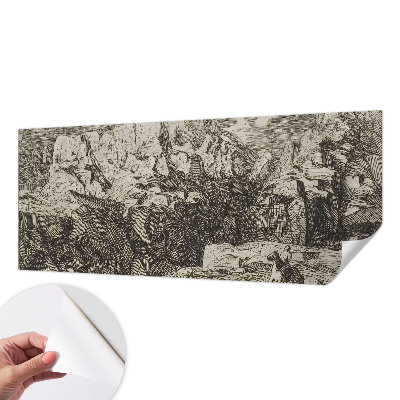 Papel mural texturado decorativo con motivo de paisaje de montaña