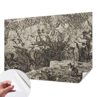 Papel mural texturado decorativo con motivo de paisaje de montaña