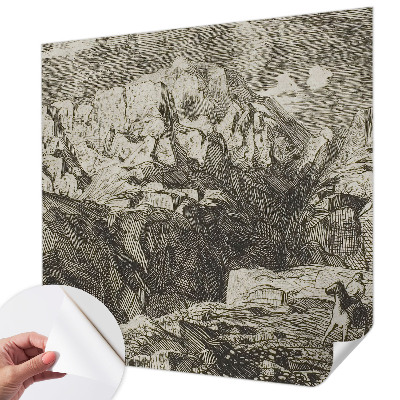 Papel mural texturado decorativo con motivo de paisaje de montaña