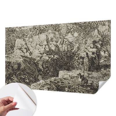 Papel mural texturado decorativo con motivo de paisaje de montaña