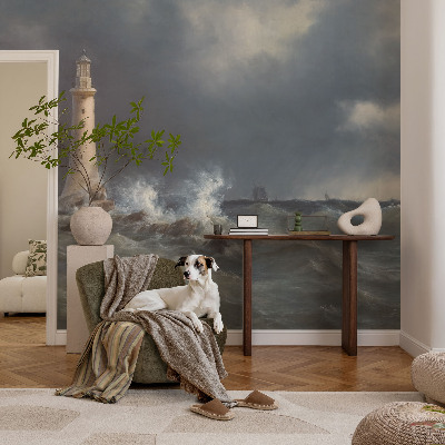 Papel mural con patrón decorativo tormentas marinas