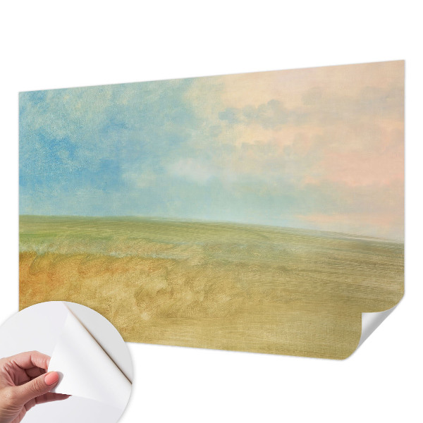 Mural de pared con estampado hermoso con motivo de campos en tonos pastel