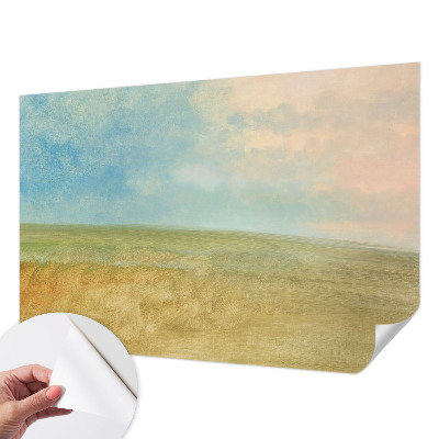 Mural de pared con estampado hermoso con motivo de campos en tonos pastel