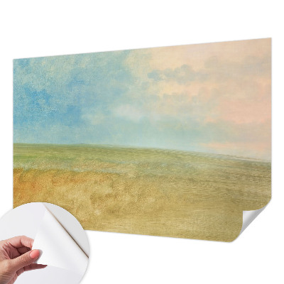 Mural de pared con estampado hermoso con motivo de campos en tonos pastel