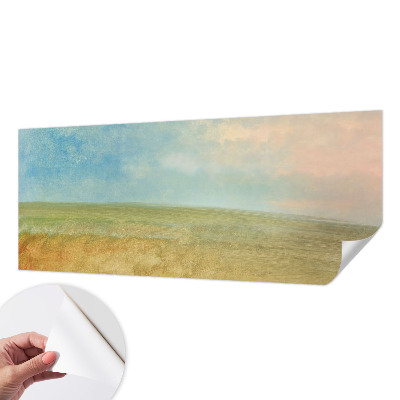 Mural de pared con estampado hermoso con motivo de campos en tonos pastel