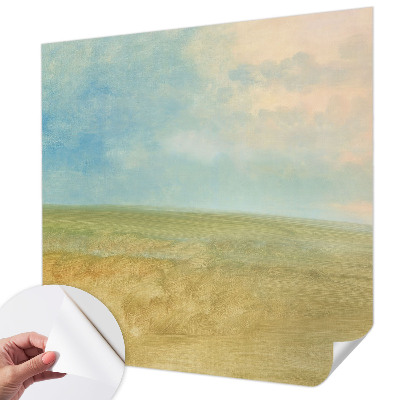 Mural de pared con estampado hermoso con motivo de campos en tonos pastel