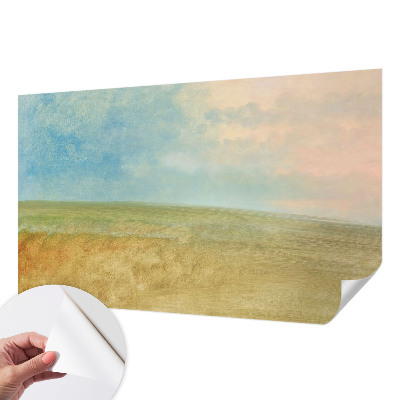 Mural de pared con estampado hermoso con motivo de campos en tonos pastel